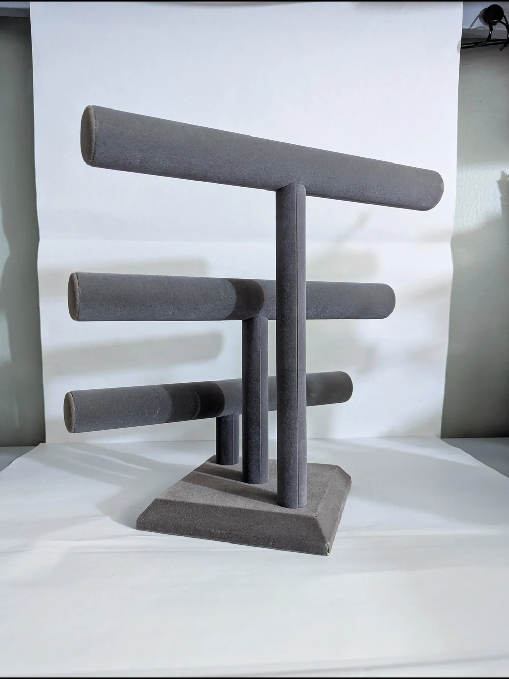 Velvet 3-Tier Jewelry Display in Charcoal Gray
